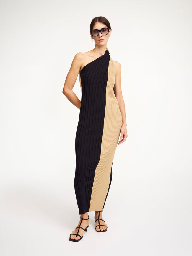 MAL Two Tone One Shoulder Dress