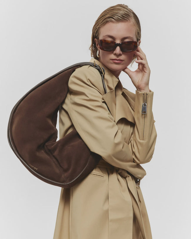 JL Suede Shoulder Bag