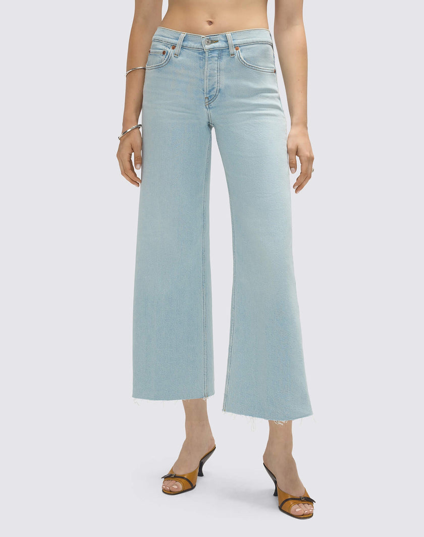 RED Mid Rise Wide Leg Crop Jeans