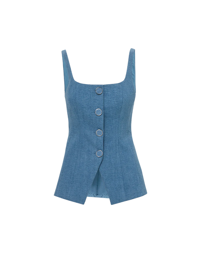 VER Denim Square Neck Top