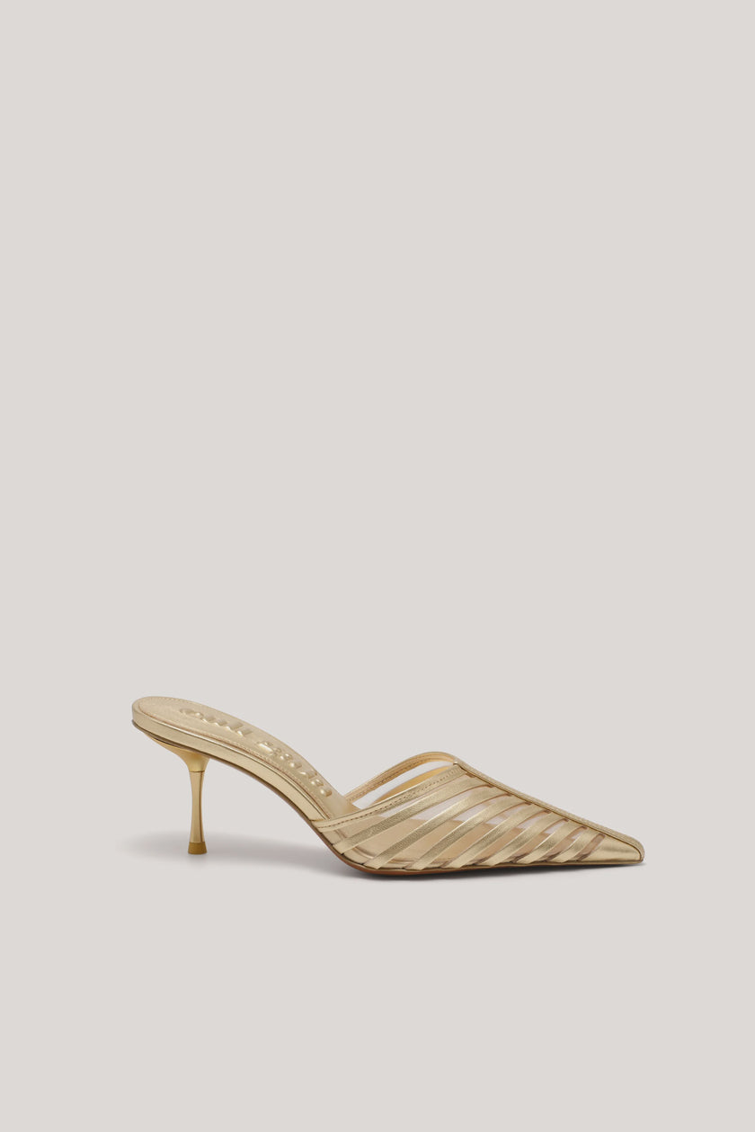 CUT Gold Striated Pointed Toe Heel