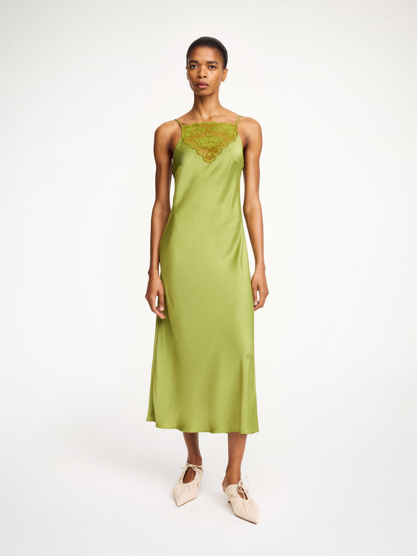 MAL Green Lace Top Cami Dress