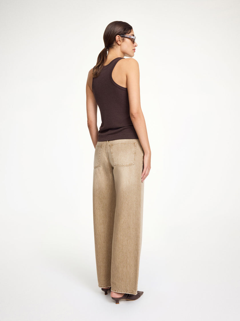 MAL Tan Straight Wide Leg Jeans