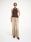 MAL Tan Straight Wide Leg Jeans
