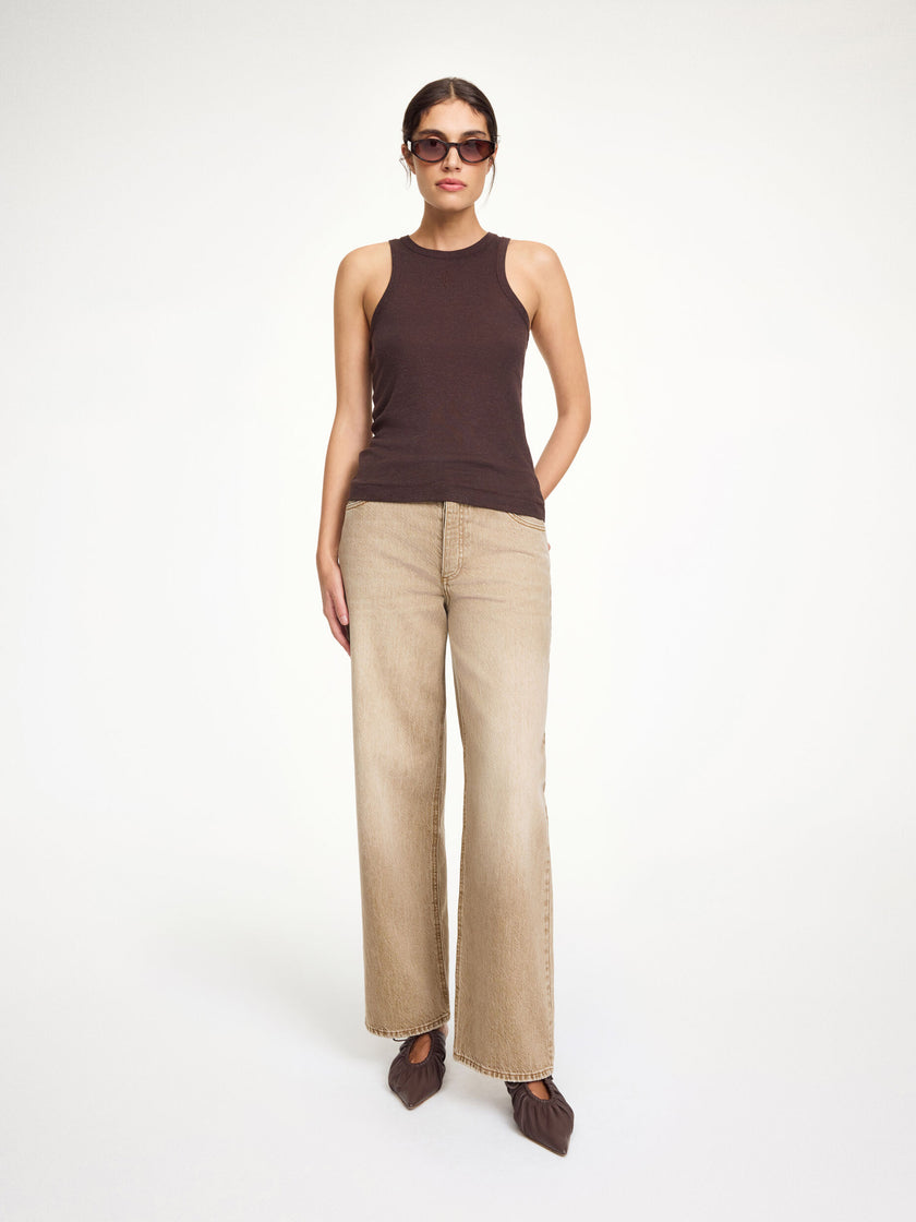MAL Tan Straight Wide Leg Jeans
