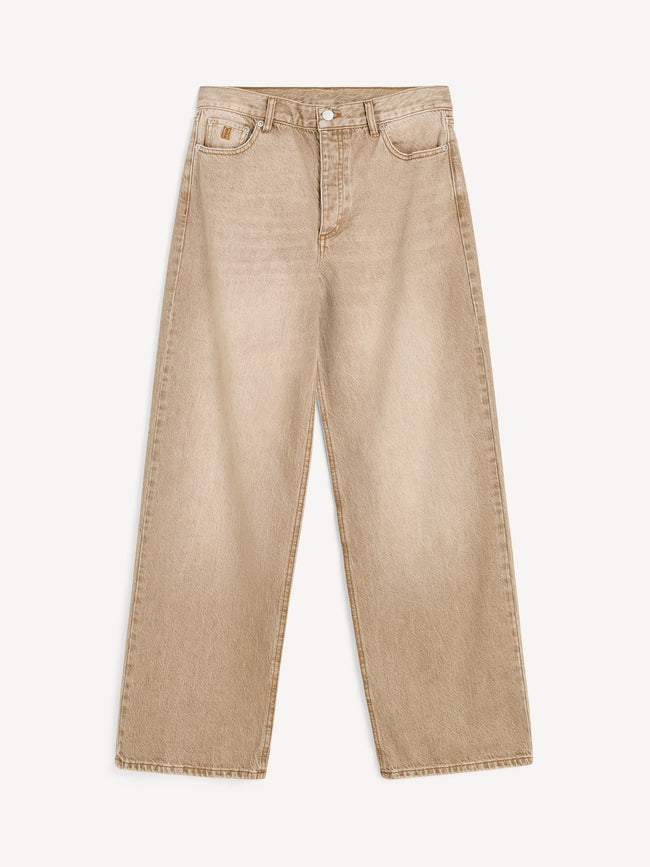 MAL Tan Straight Wide Leg Jeans