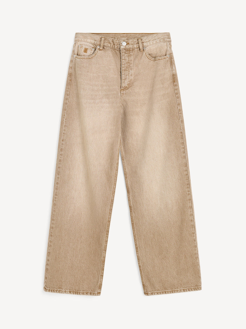 MAL Tan Straight Wide Leg Jeans