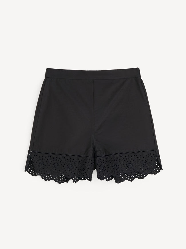 MAL Black Crochet Trim Shorts