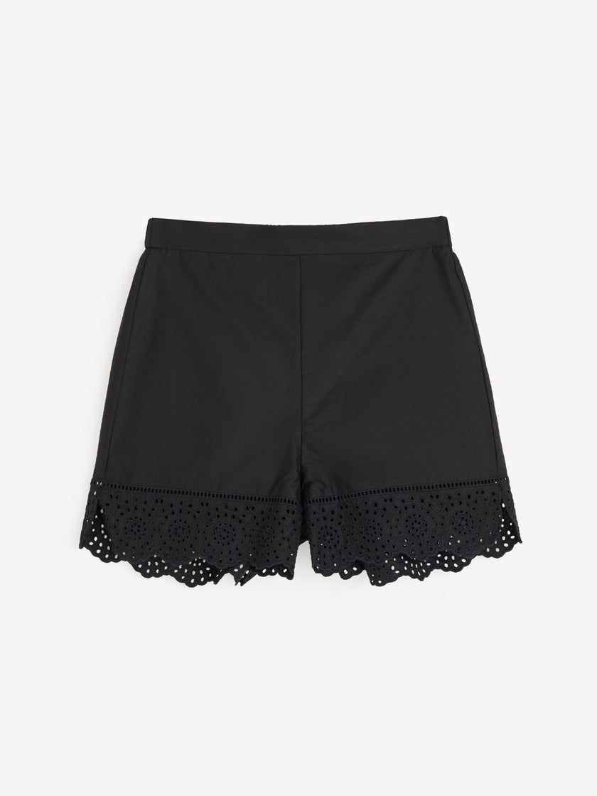 MAL Black Crochet Trim Shorts
