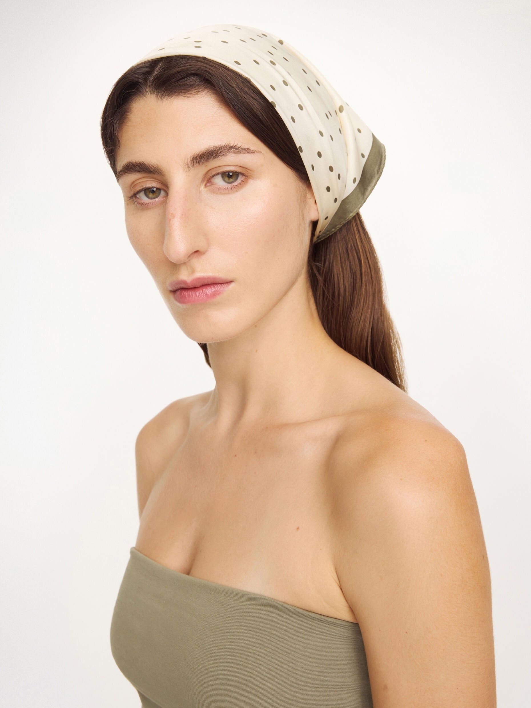 MAL Dotted Silk Scarf Sage