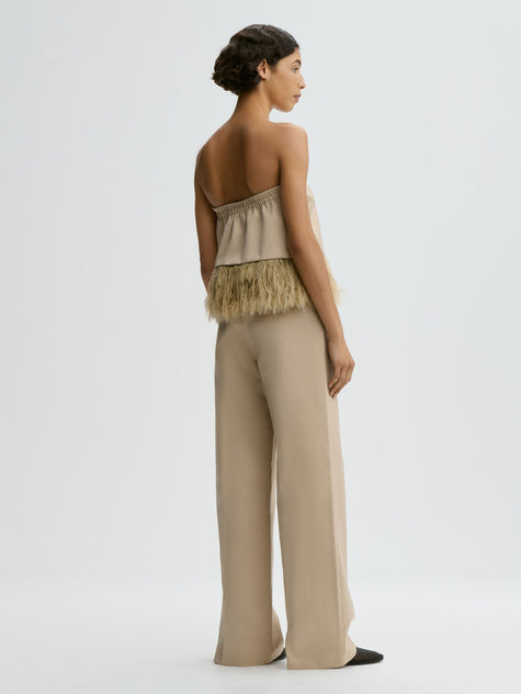 MAL Feather Fringe Strapless Top