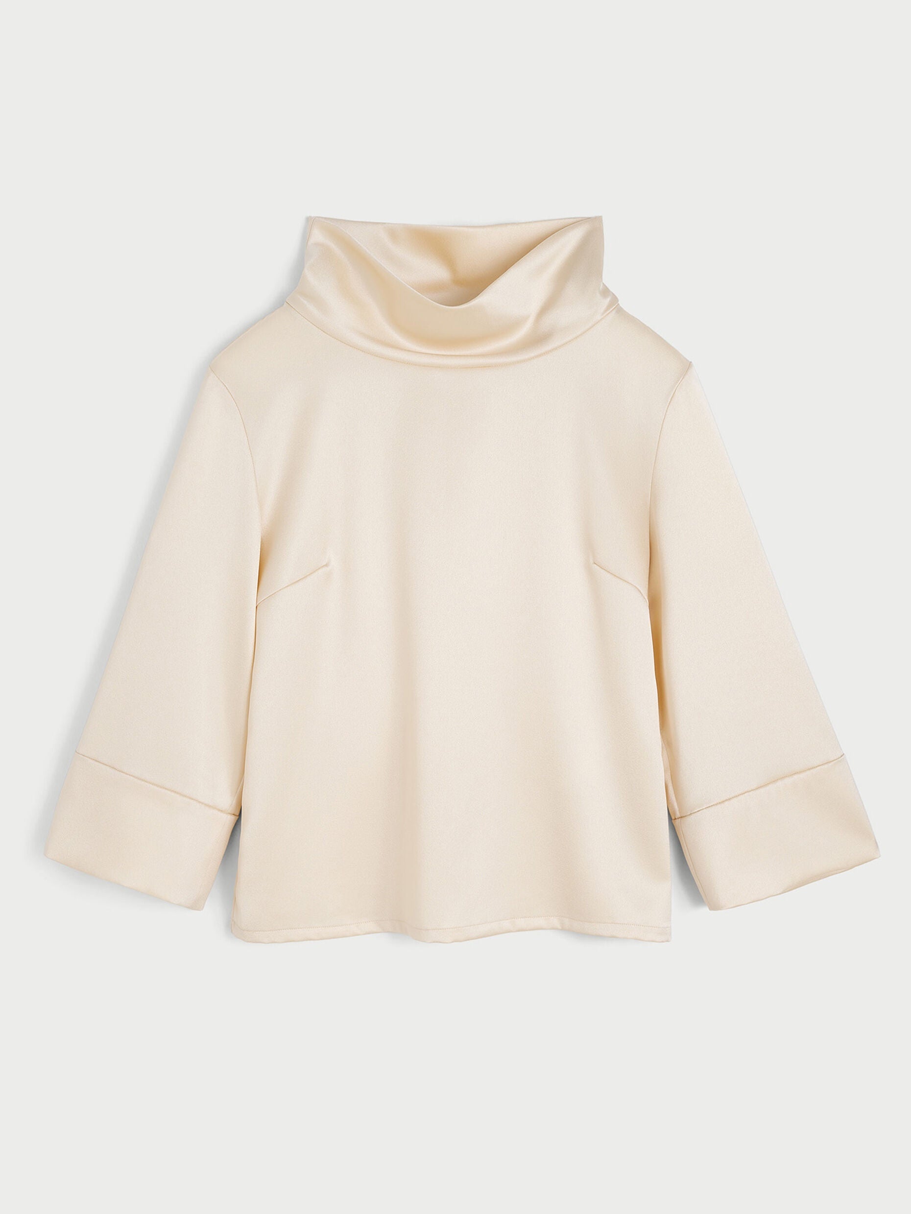 MAL Satin Wide Turtleneck Blouse