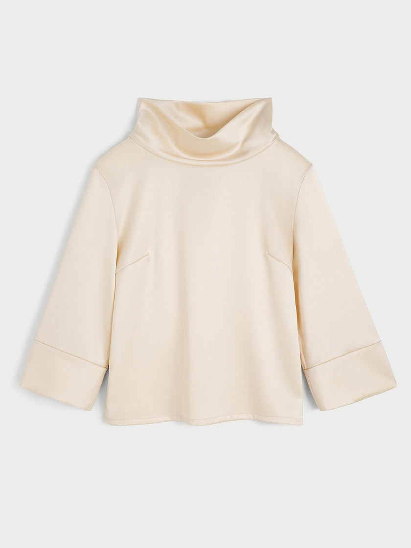 MAL Satin Wide Turtleneck Blouse