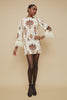 CC Printed Feather Trim Mini Dress