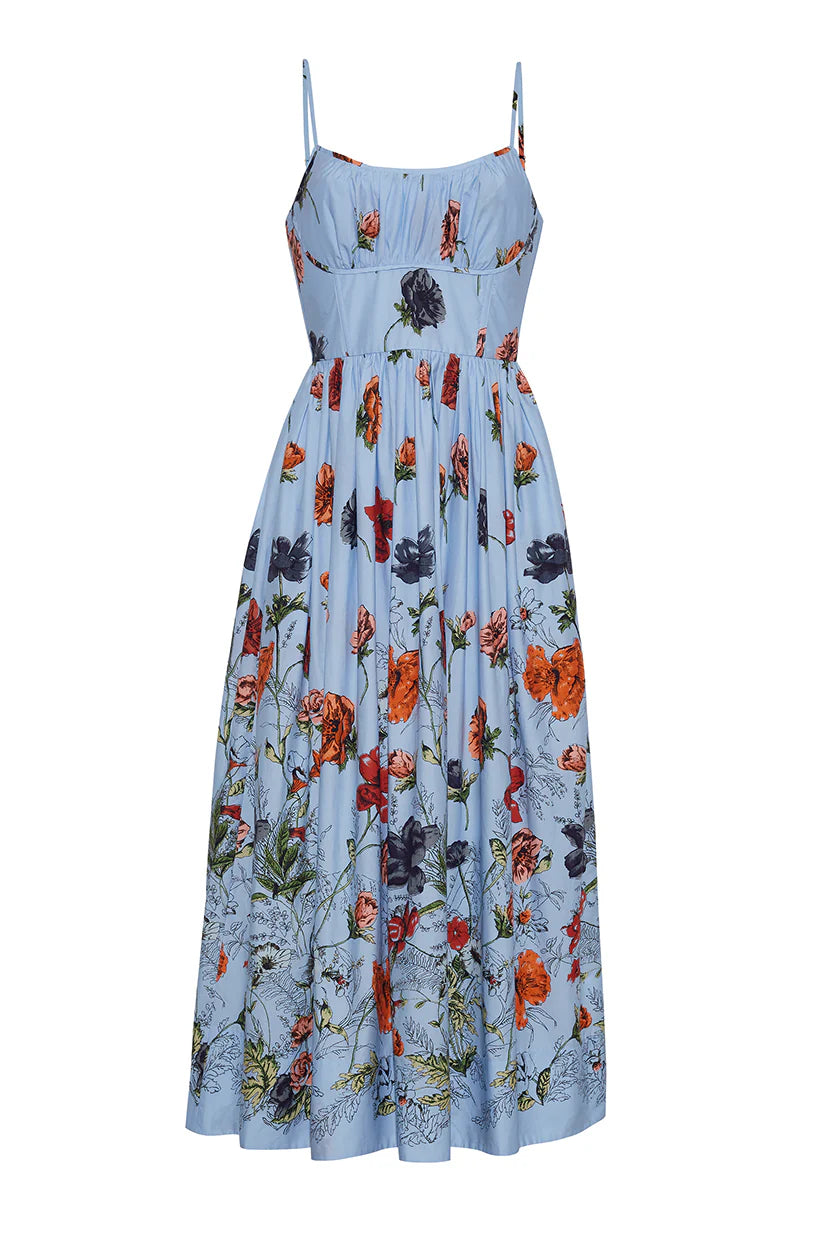 CC Blue Floral Midi Dress