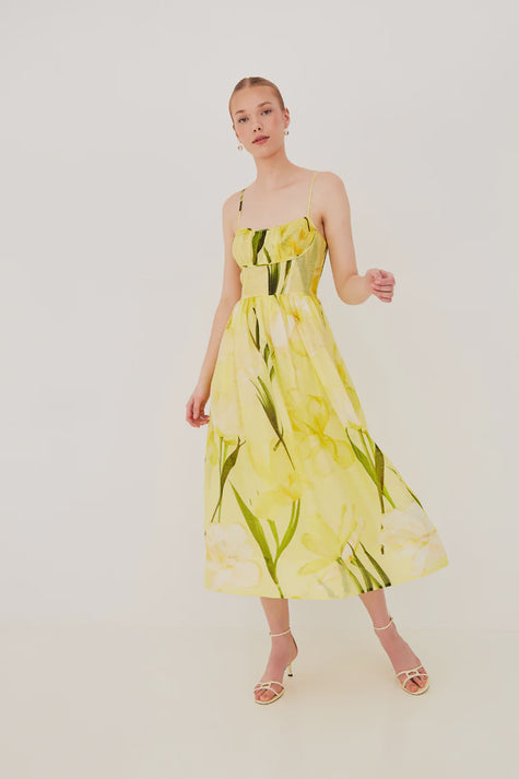 CC Yellow Floral Midi Dress