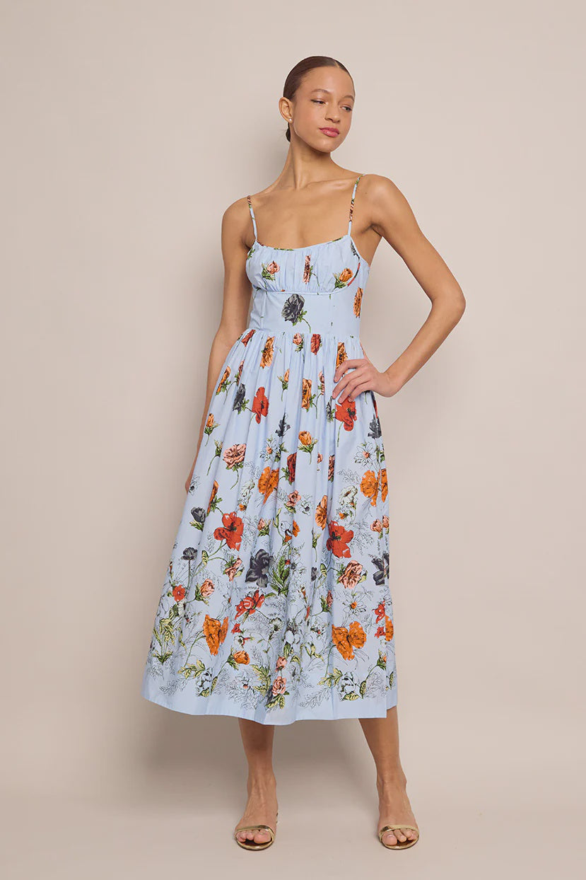 CC Blue Floral Midi Dress