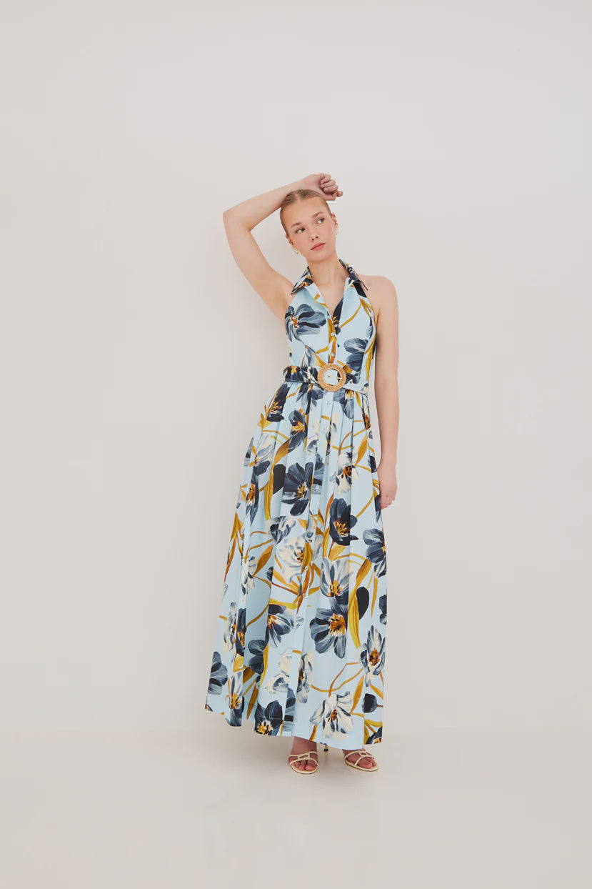 CC Halter Collared Maxi Dress