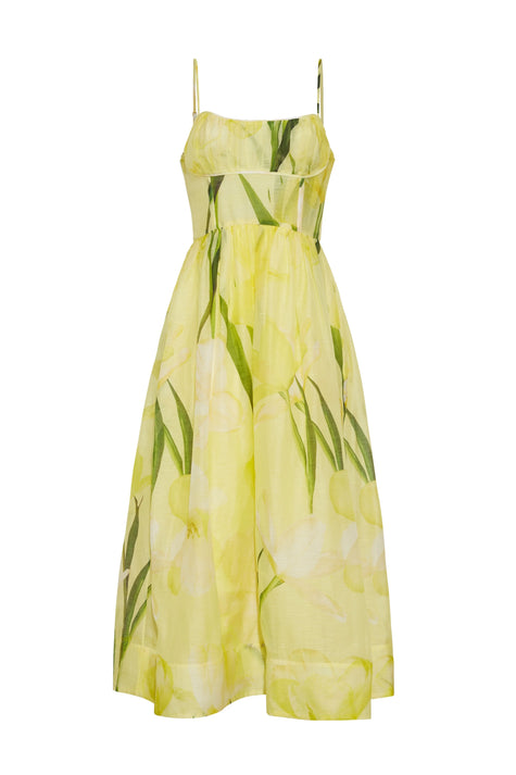 CC Yellow Floral Midi Dress