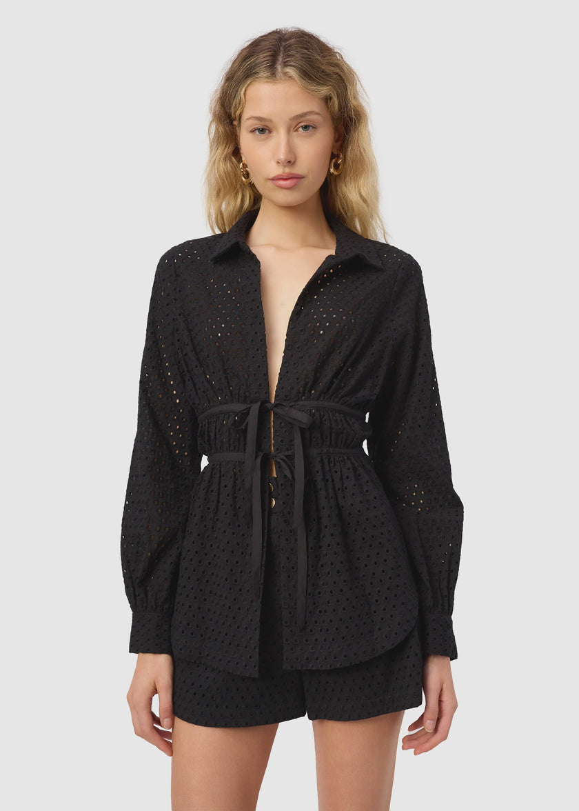 CAM Eyelet Tie Waist Top