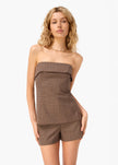CAM Strapless Plaid Top