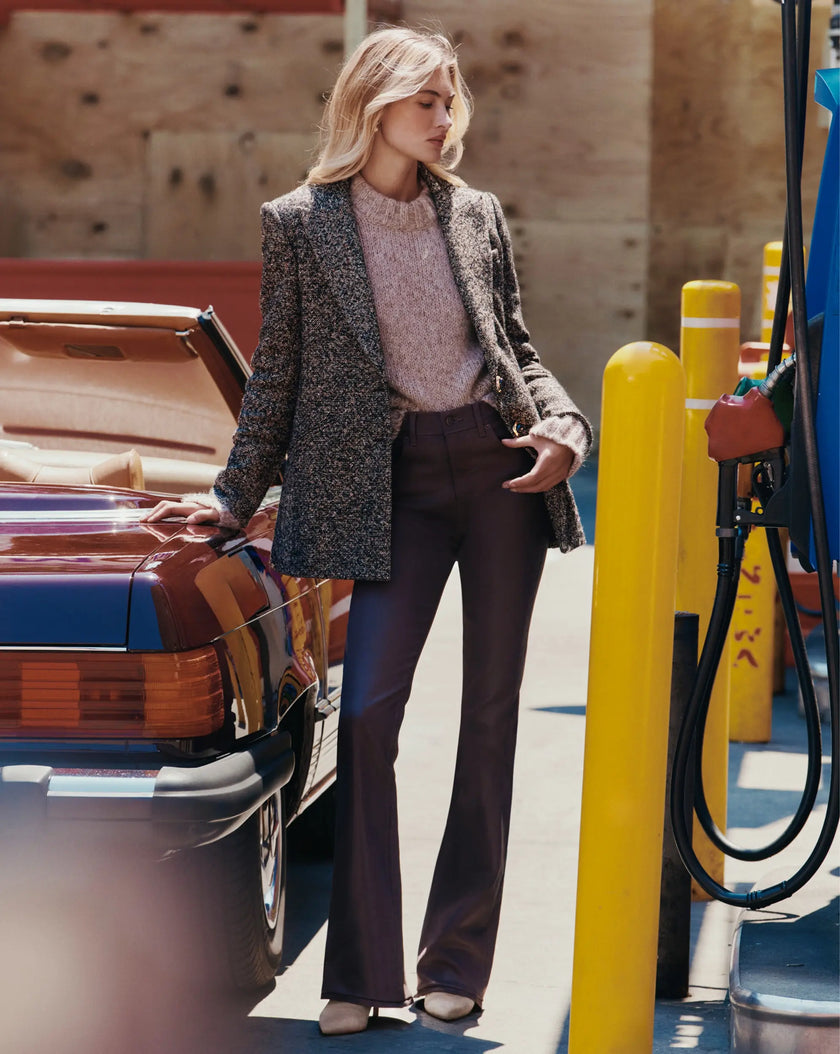 VER Brown Coated Flare Jeans
