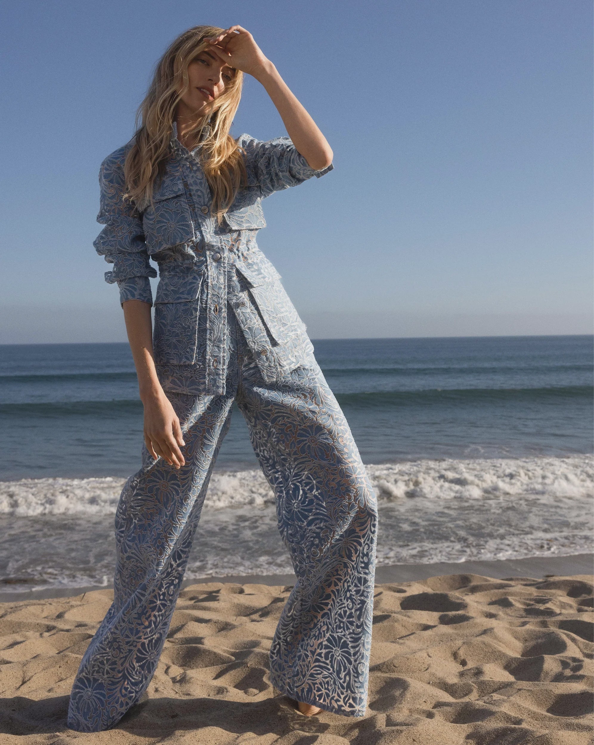 VER Burnout Floral High Rise Wide Leg Jean