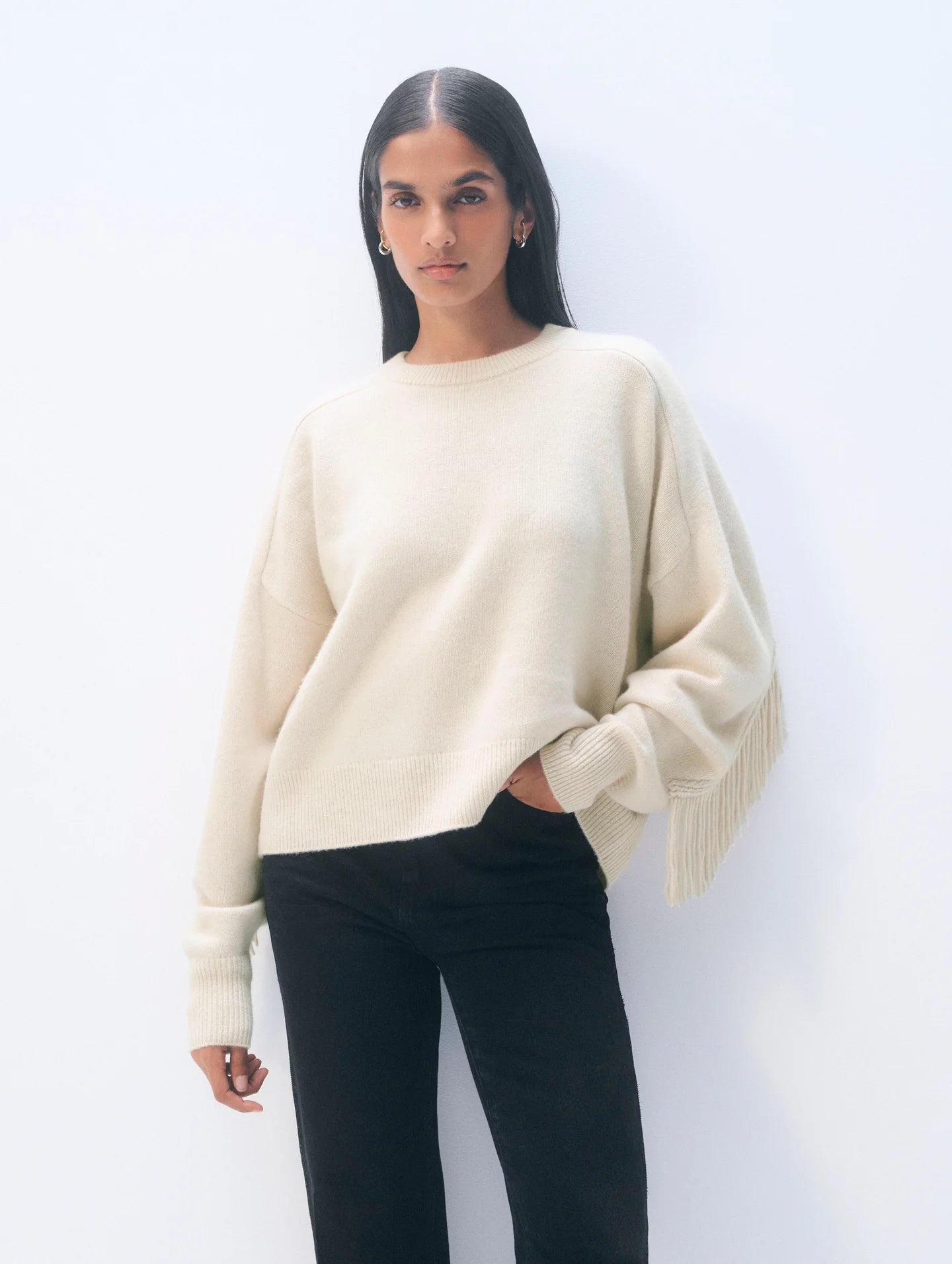 WHI Fringe Crew Sweater