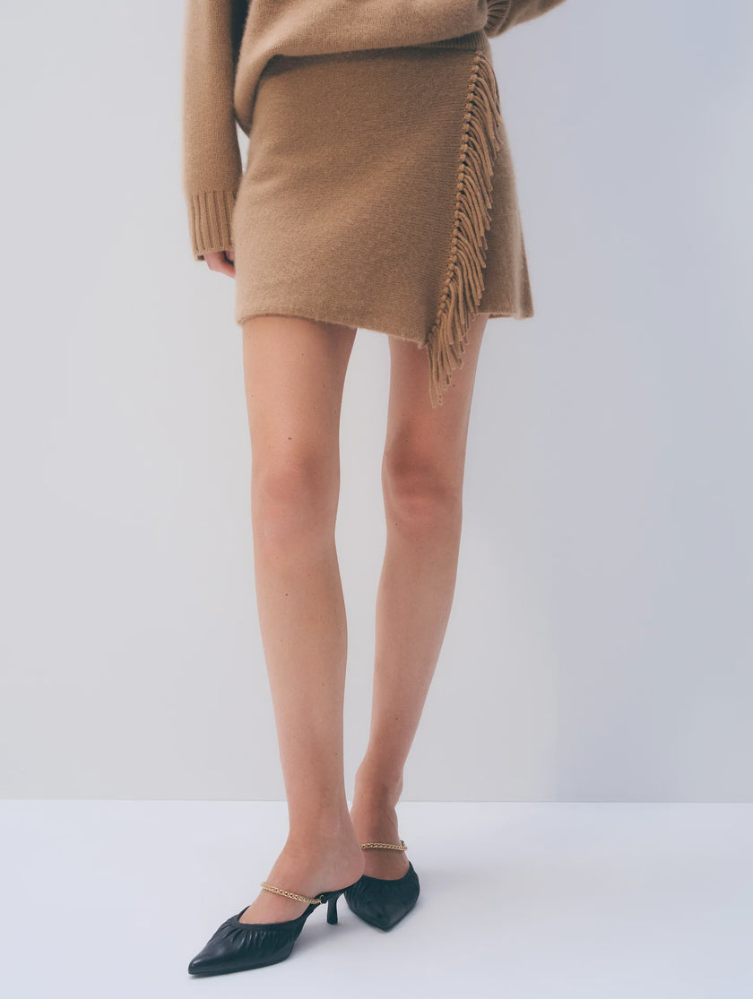 WHI Cashmere Fringe Mini Skirt