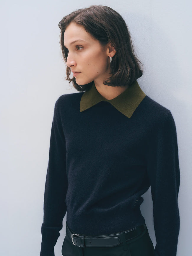WHI Contrast Collar Sweater