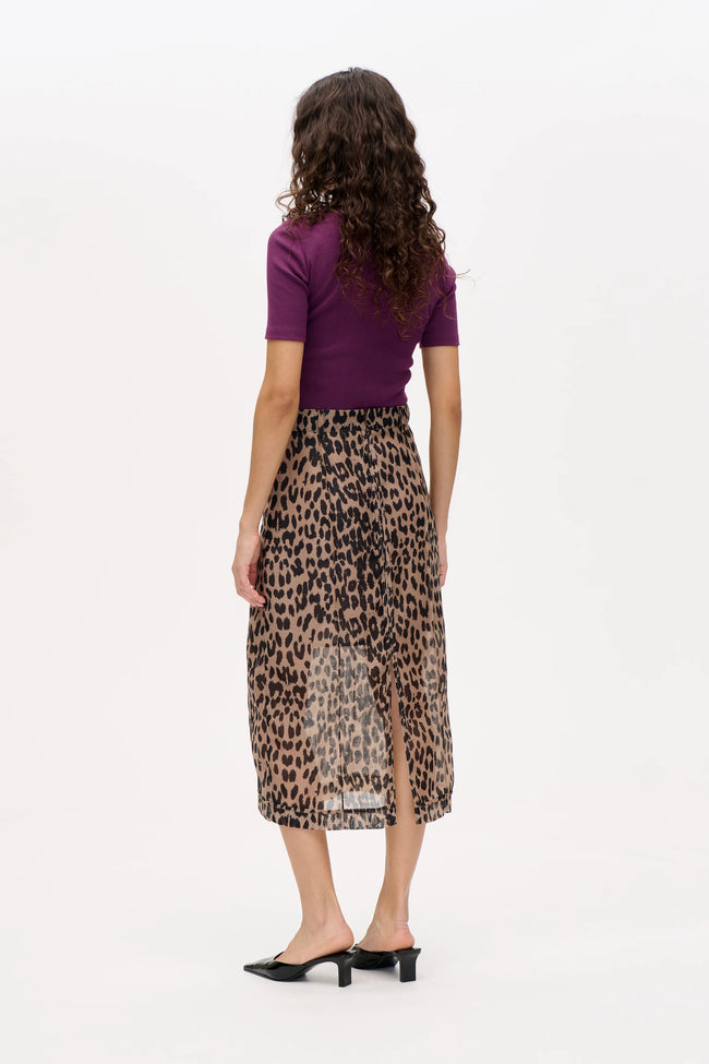 BAU Leopard Sheer Midi Skirt