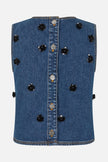BAU Denim Sequin Flower Top