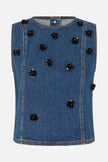 BAU Denim Sequin Flower Top