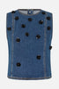 BAU Denim Sequin Flower Top