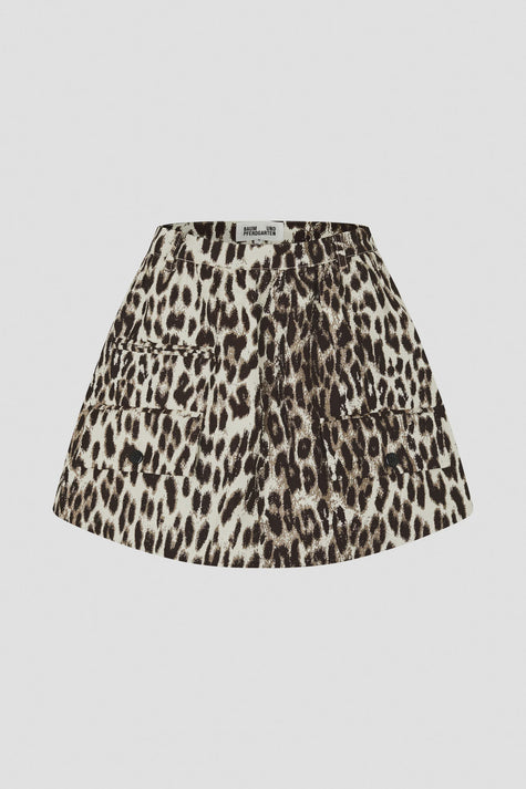 BAU Leopard A Line Mini Skirt