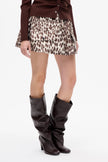 BAU Leopard A Line Mini Skirt