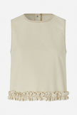 BAU Ecru Denim Frill Top