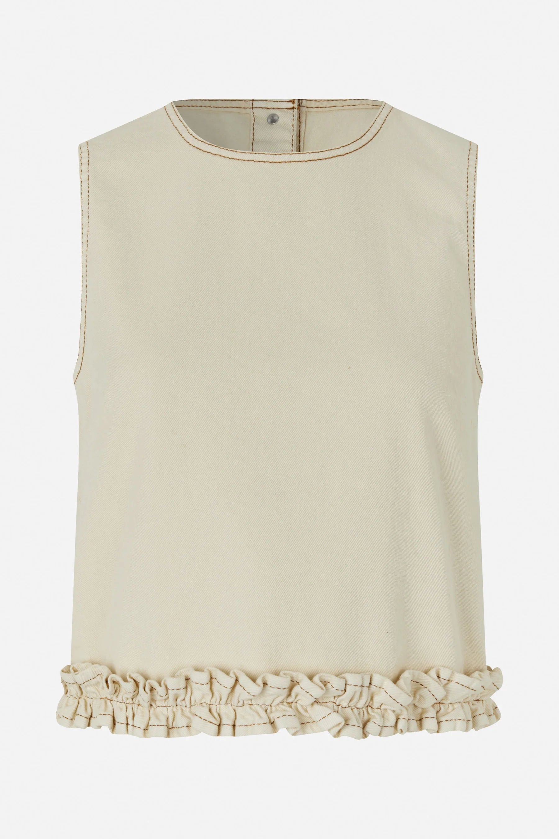 BAU Ecru Denim Frill Top