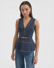 VER Navy Peplum Top