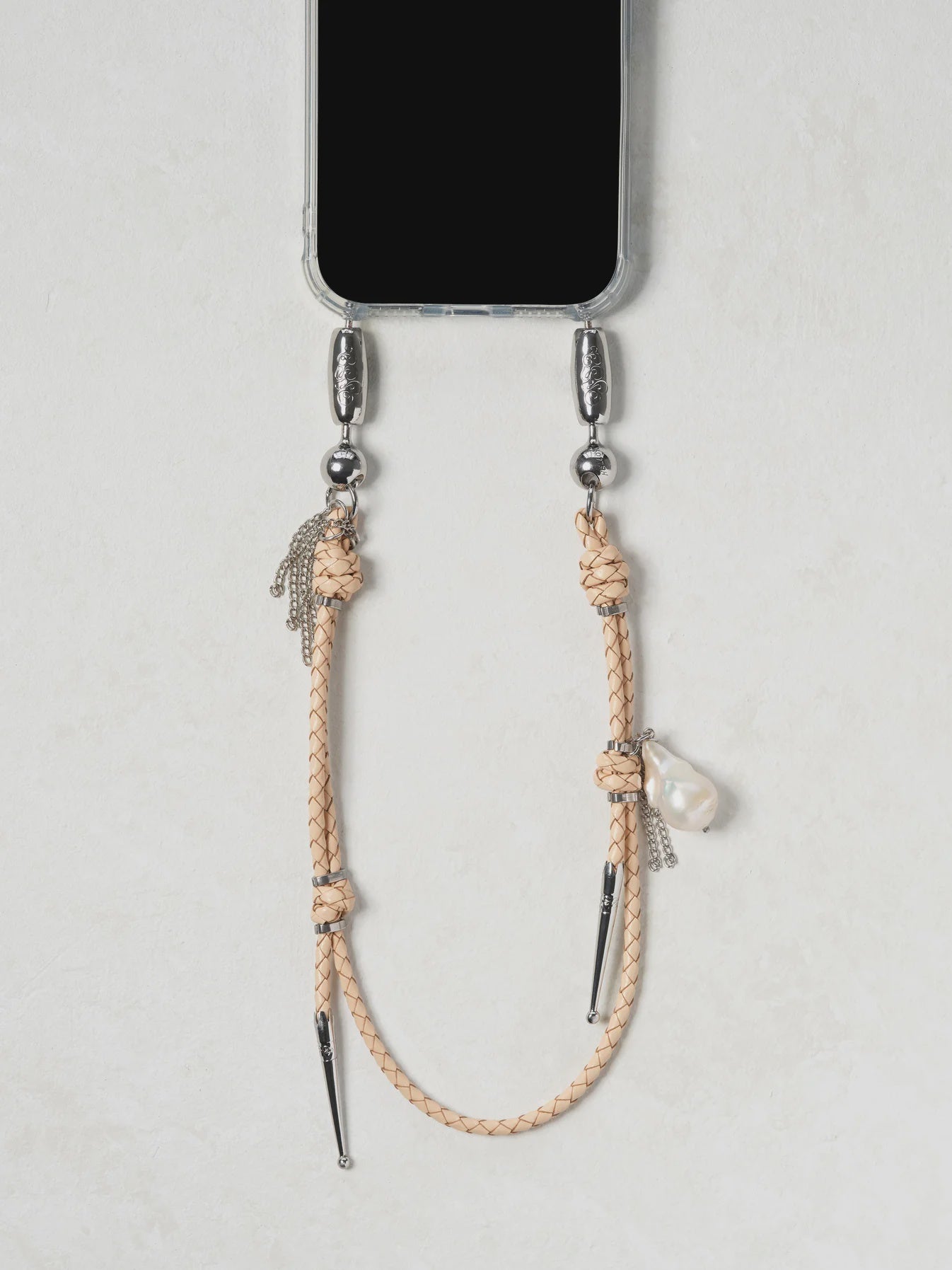 OSS Leather Pearl Charm Bolo Wristlet