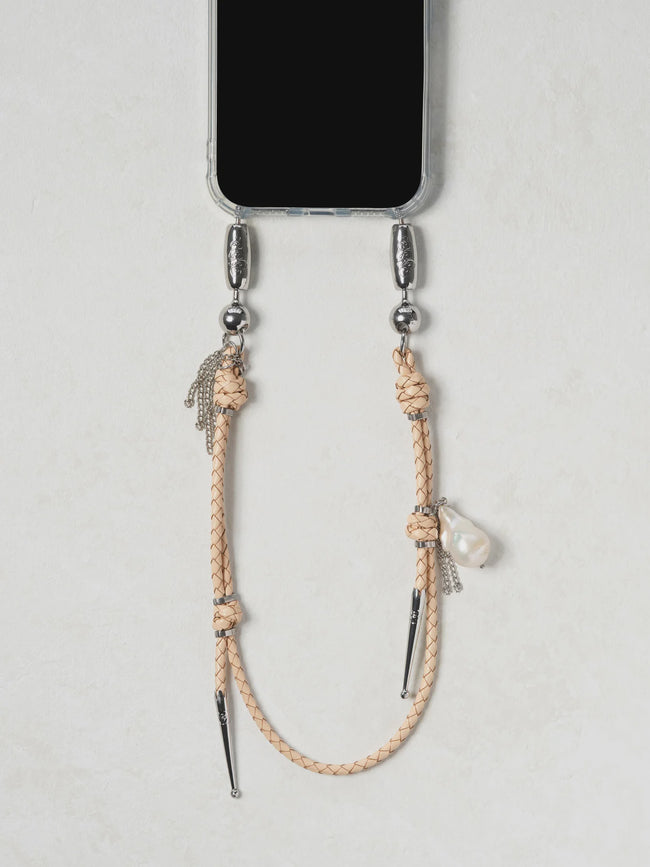 OSS Leather Pearl Charm Bolo Wristlet