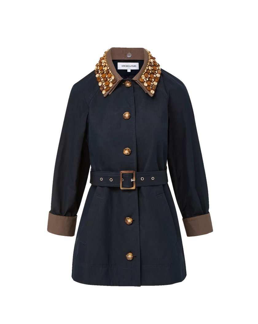 VER Embellished Collar Belted Jacket