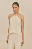 CUT Cascading Fringe Halter Top