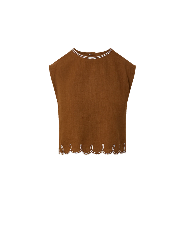 VER Scalloped Linen Top
