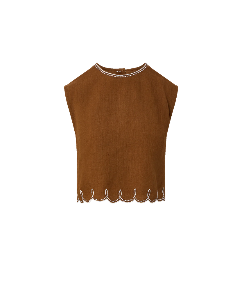 VER Scalloped Linen Top