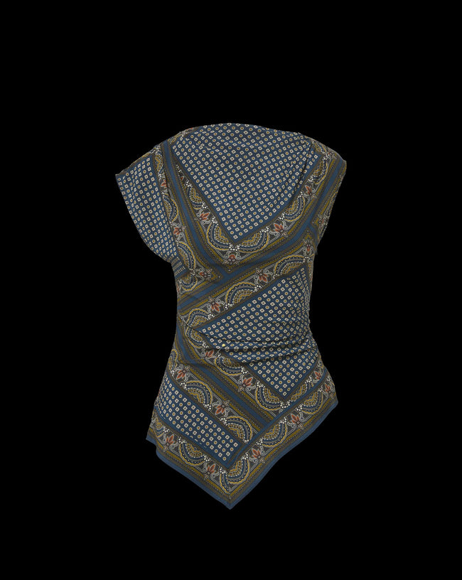 VER Scarf Print Top