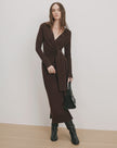 VER Brown Wrap Knit Dress