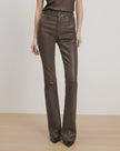 VER Brown Coated Flare Jeans