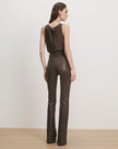 VER Brown Coated Flare Jeans