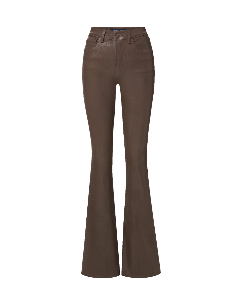 VER Brown Coated Flare Jeans